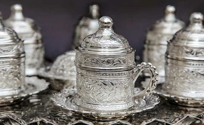 collection of silver service items
